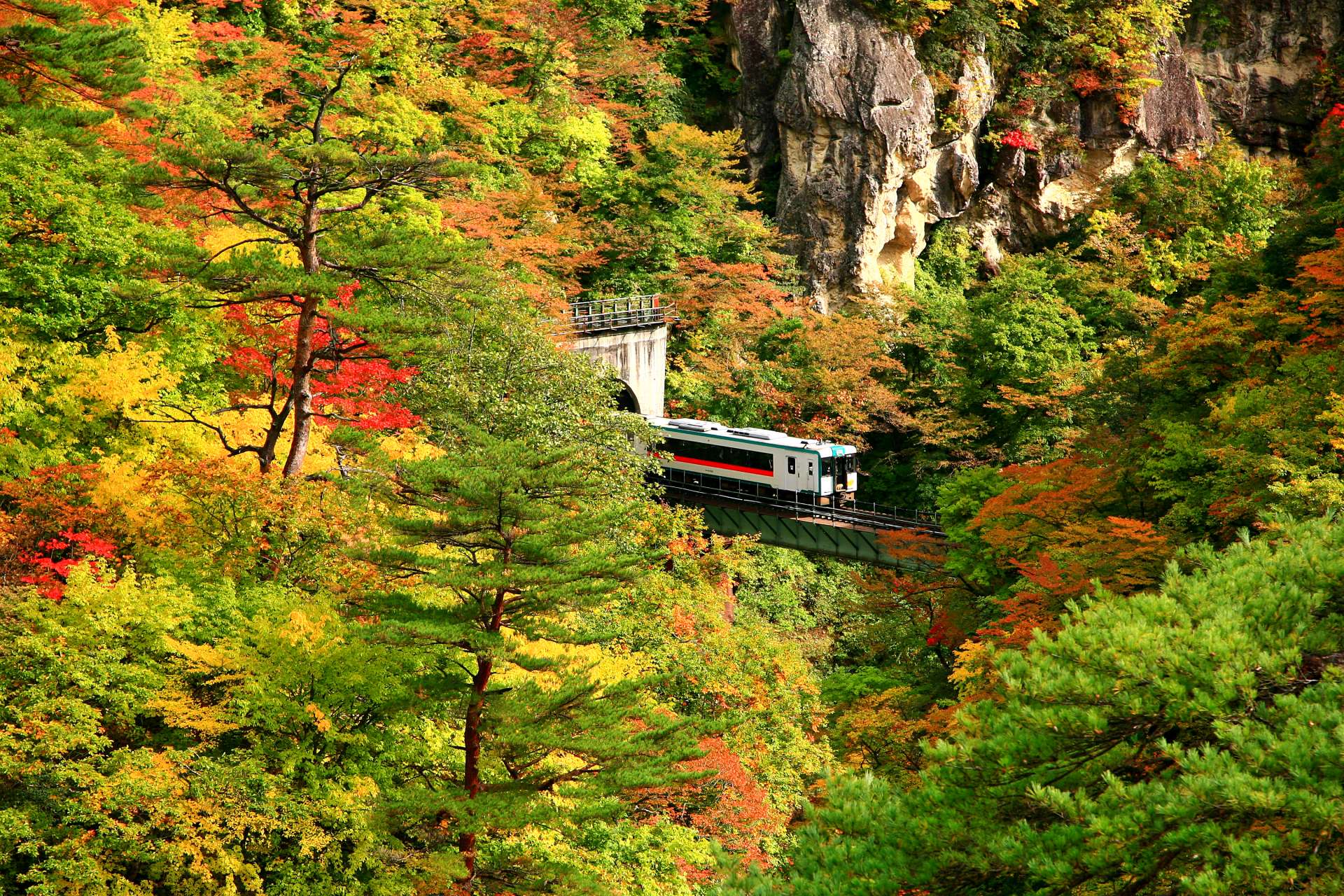 列車と鳴子峡　©iStock