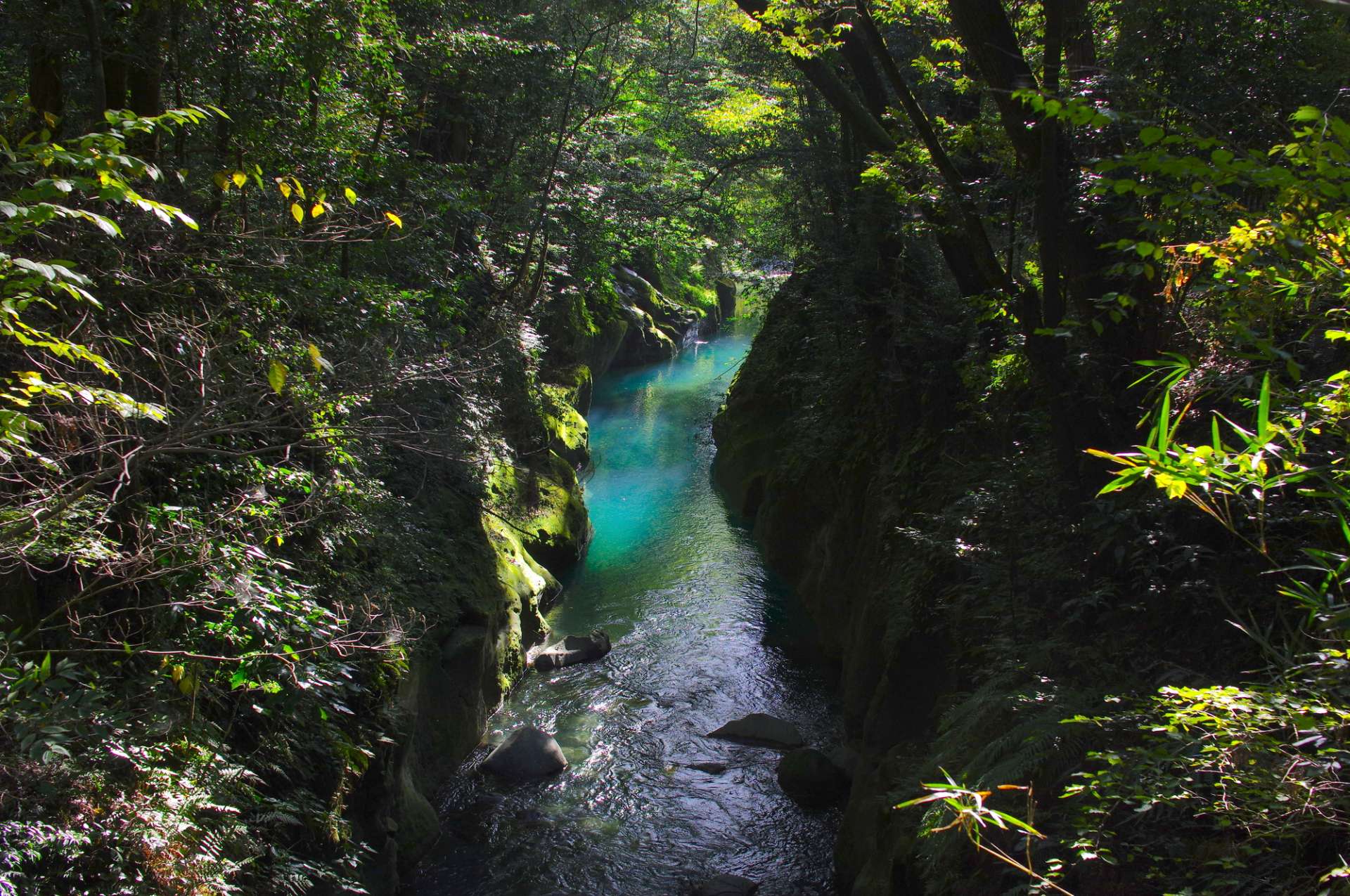 渓谷を流れる川の水が、青みがかって見えるのが印象的 ©miracle8/PIXTA(ピクスタ)