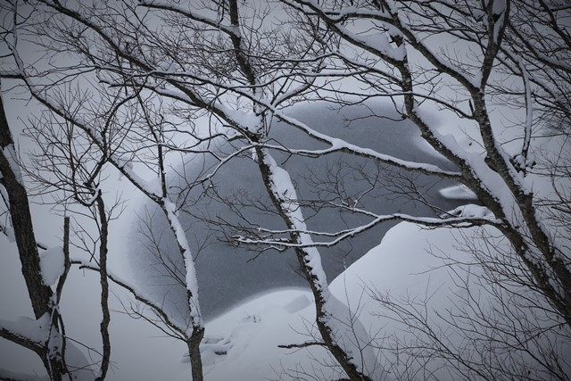 結氷が進む桧原湖は、氷紋や雪紋が日に日に表情を変えていきます。