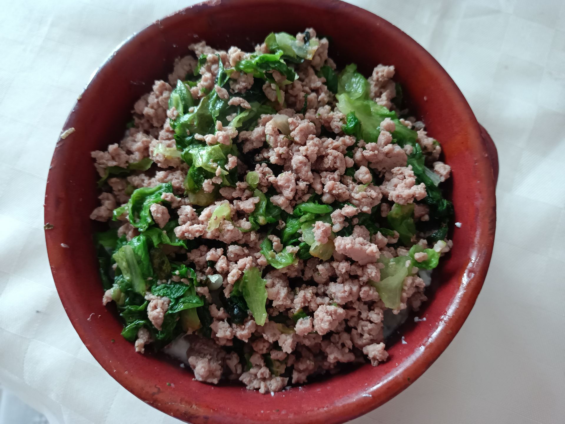 ピッパのご飯、ミンチ、野菜、リコッタチーズ入りもちろん手つくり