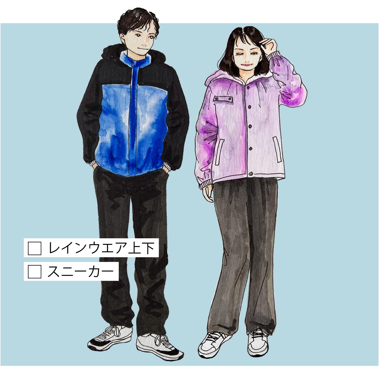 登山などアクティビティの際はウインドブレーカーを。