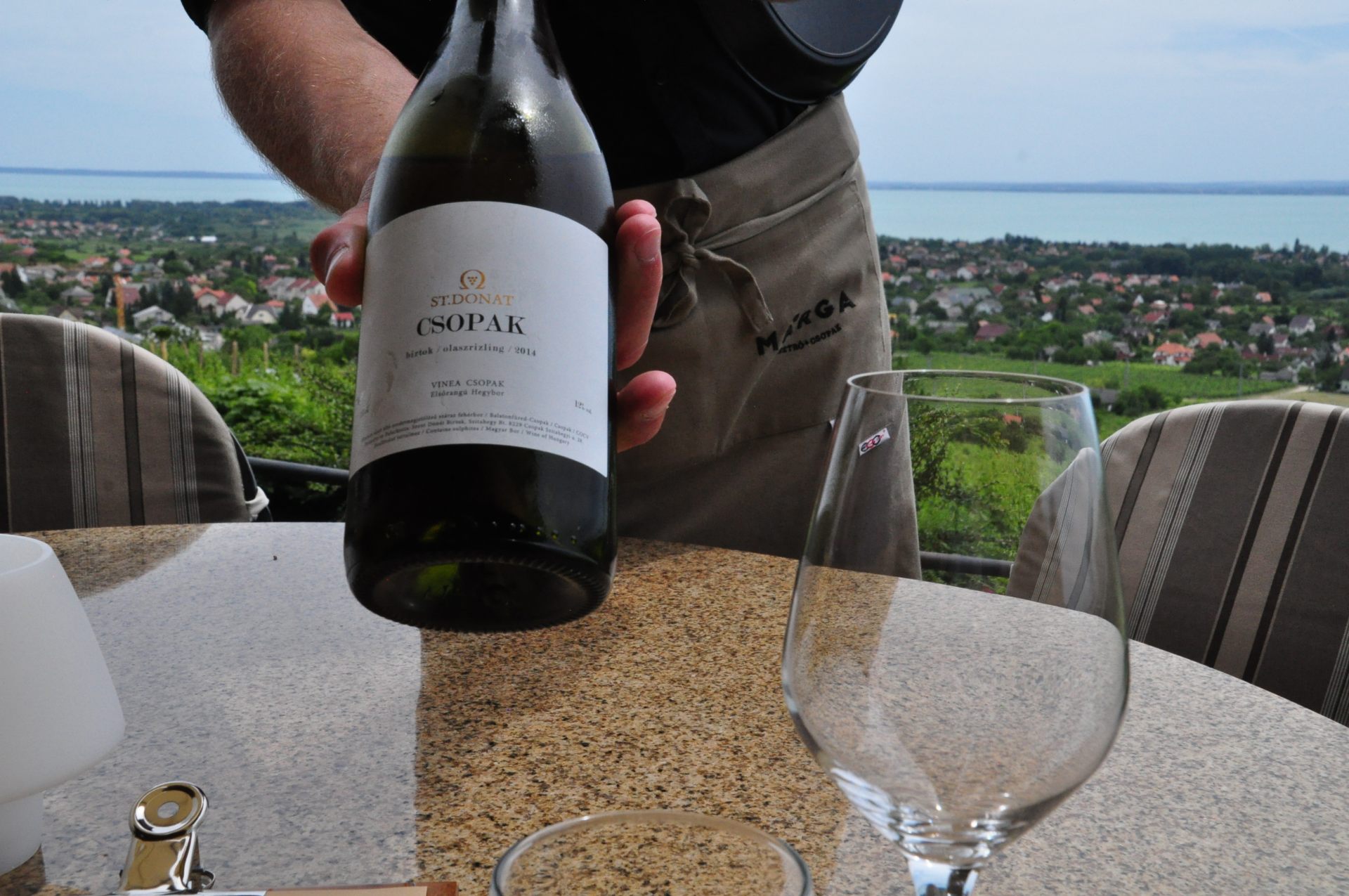 バラトン湖の眺望を楽しみながら頂くチョパクワイン　🄫駐日ハンガリー大使館観光室