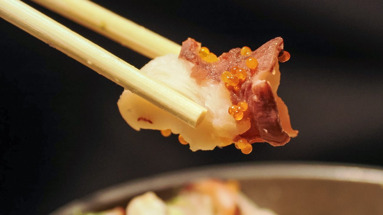 Soft-boiled octopus from Enbetsu Town in the kamameshi