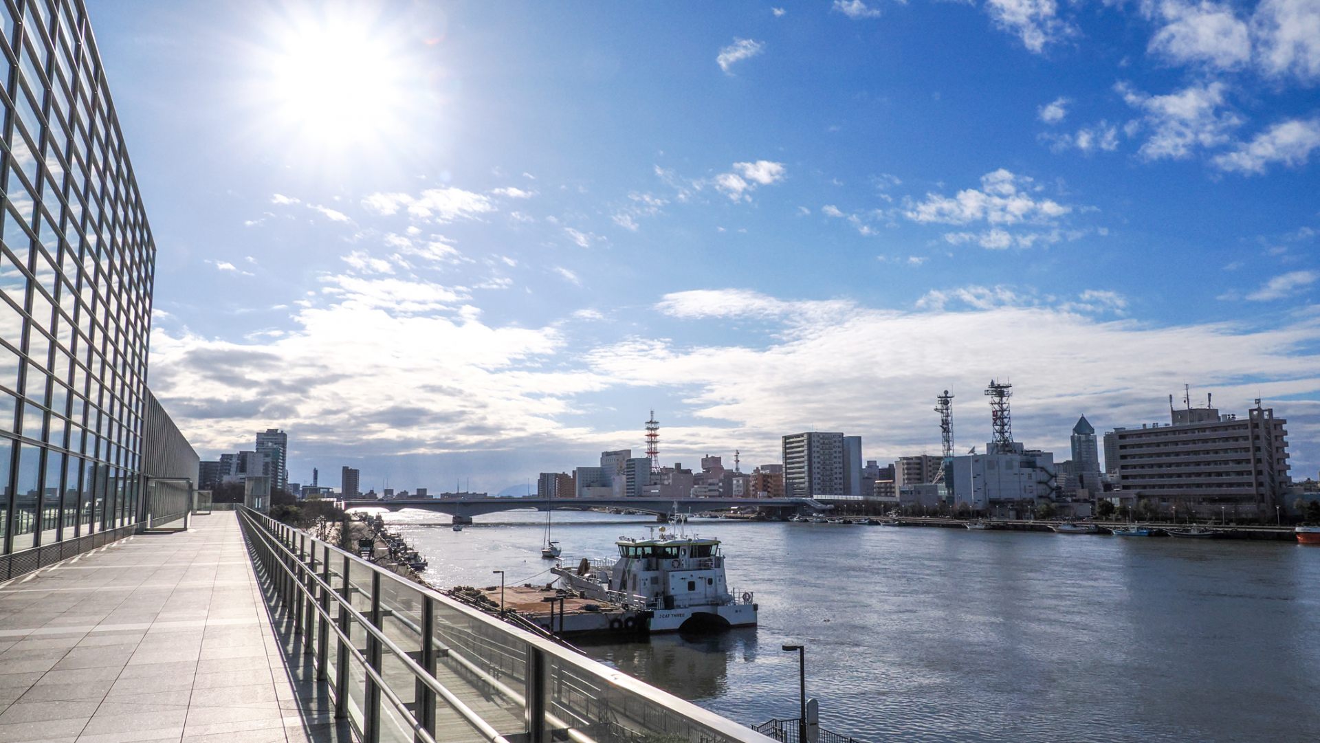 Longest river in Japan "Shinano River " with Ryuto Oohashi Bridge"