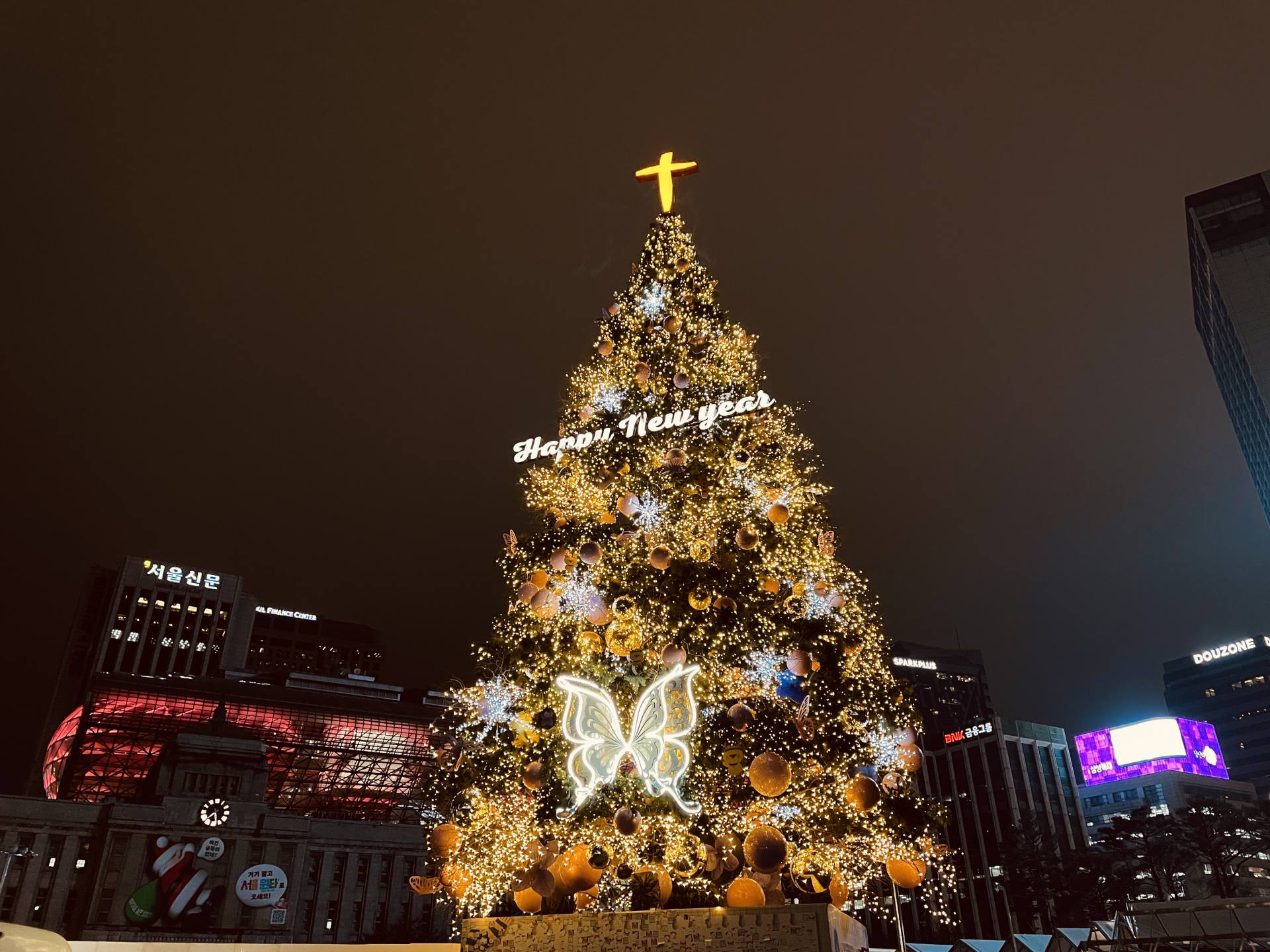 ソウル市庁前のクリスマスツリー