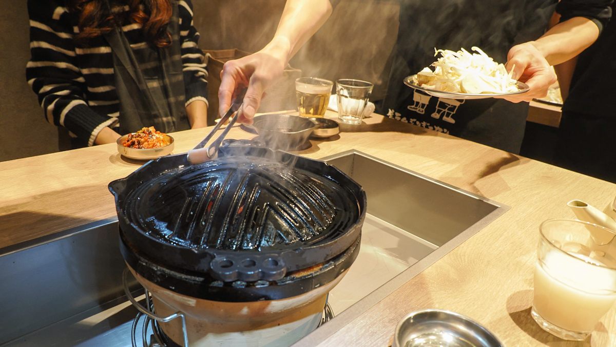 Jingisukan pot on the Japanese charcoal grill