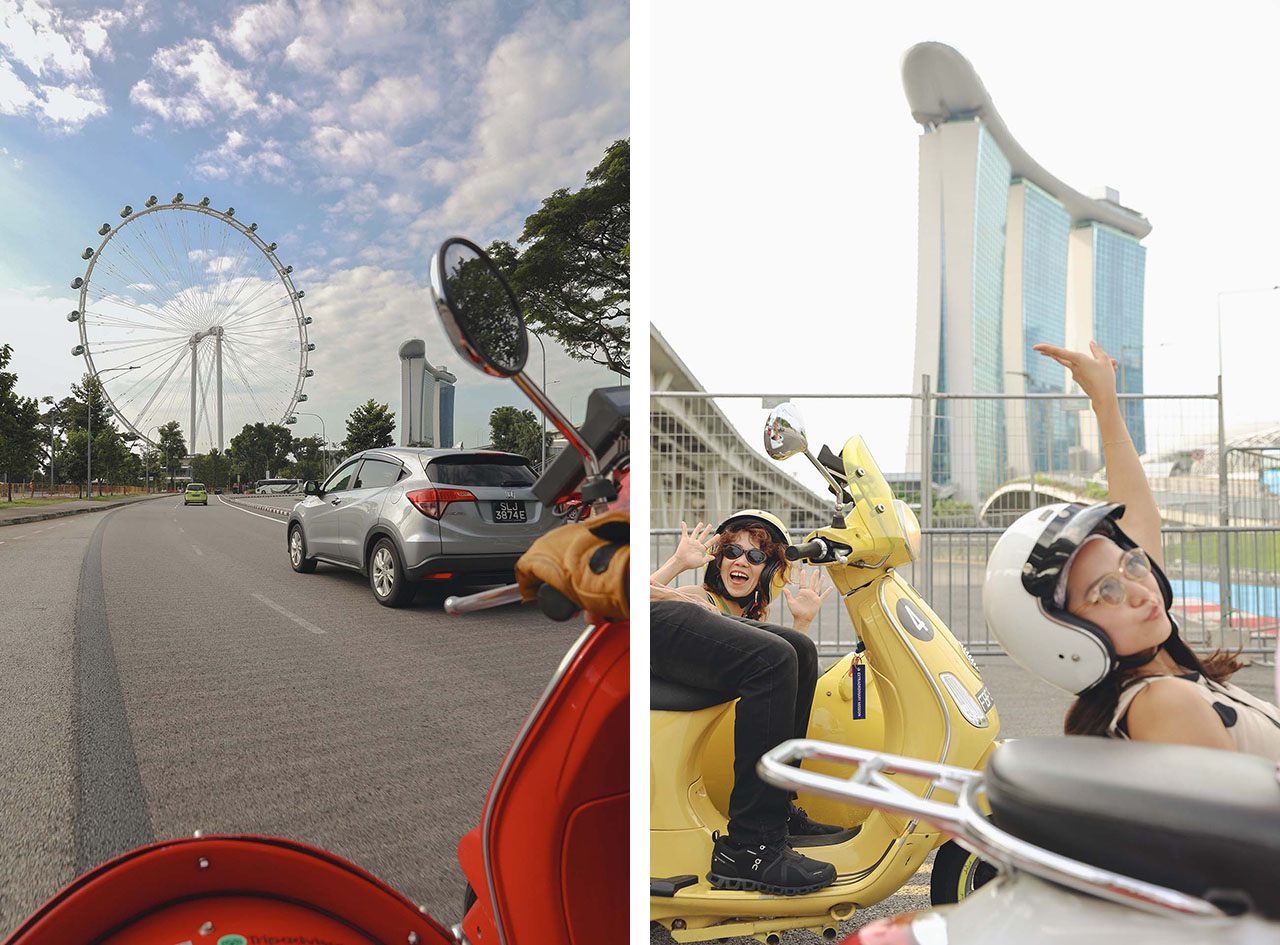 観覧車やマリーナベイ・サンズを横目に、シンガポールグランプリと同じコースを走ることも