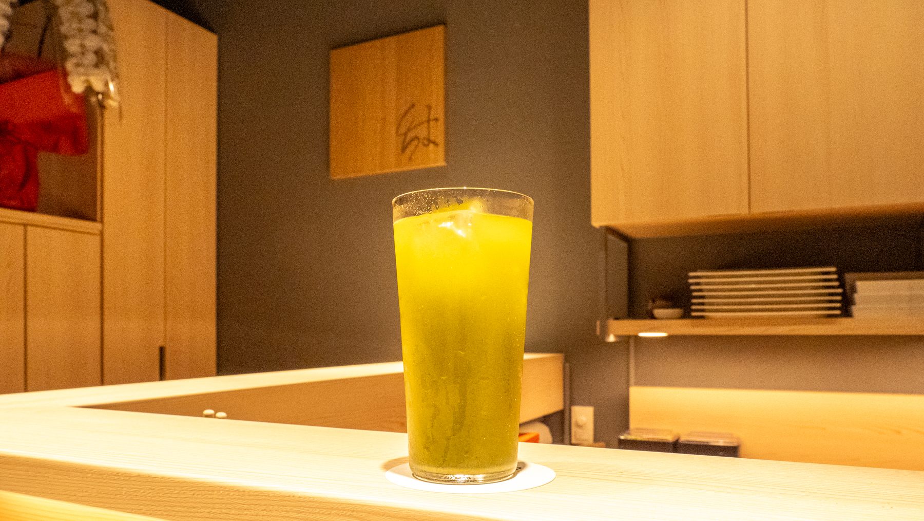 Japanese Shochu with strong green tea