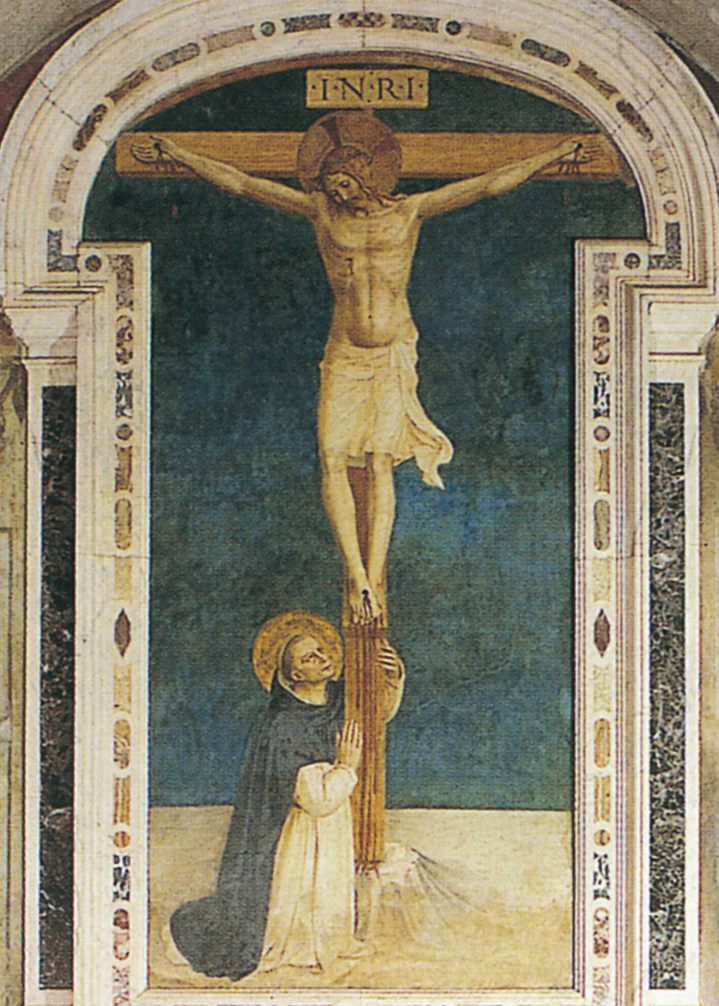 ①フラ・アンジェリコ「十字架像に祈る聖ドメニコ」1422年頃S. Domenico in adorazione del crocifisso