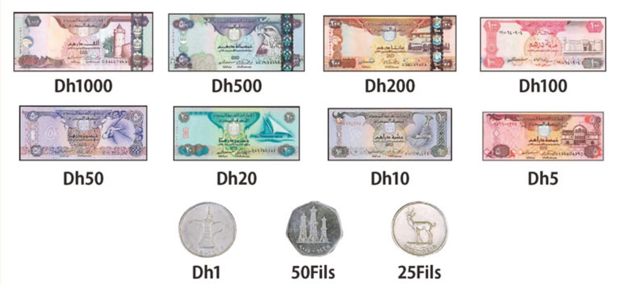 UAEの紙幣と硬貨