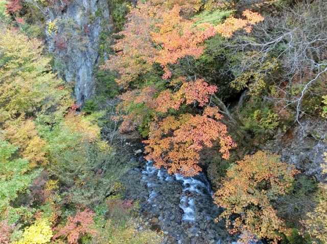 通仙狭の橋から見下ろした本谷川