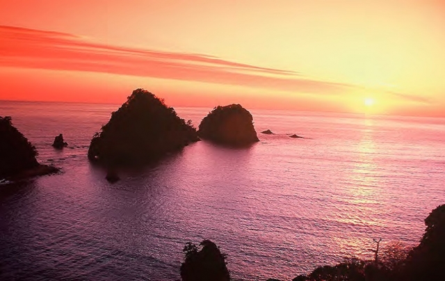 堂ヶ島(静岡県)の夕景