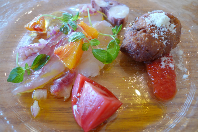 Appetizer Sampler with Carpaccio of Grunt and Crocchette  