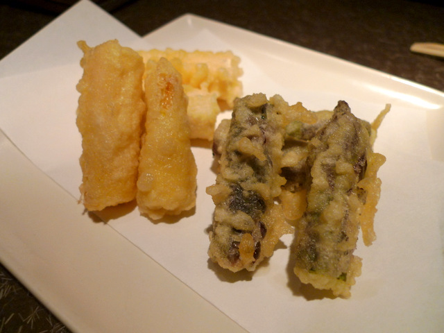 Tempura of White and Purple Asparagus