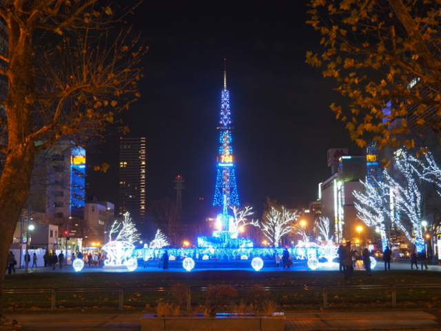 View of Sapporo White Illumination from Odori Park 5-chome