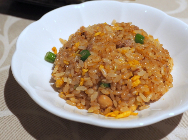 Stir-fried rice with Nan En original chili oil and soy bean sauce