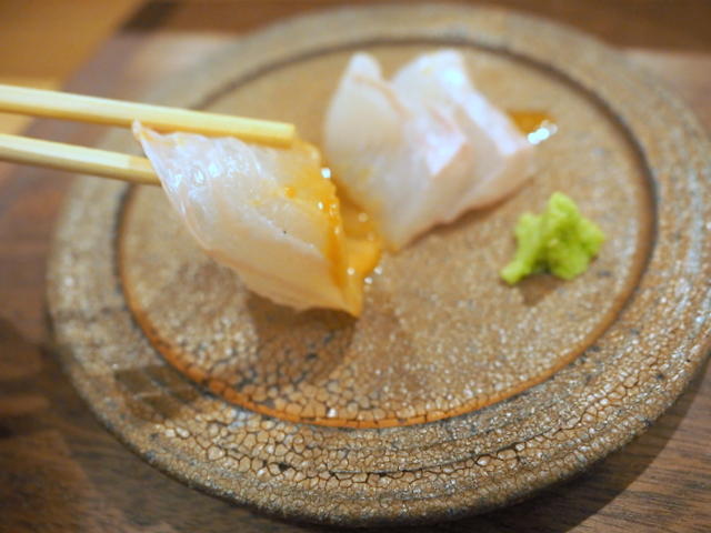 ヒラメの神経締め うに醤油